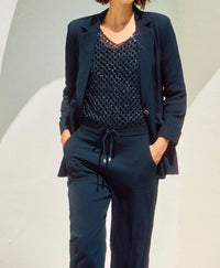 Joseph Ribkoff - 3/4 Sleeve Seersucker Blazer Jacket