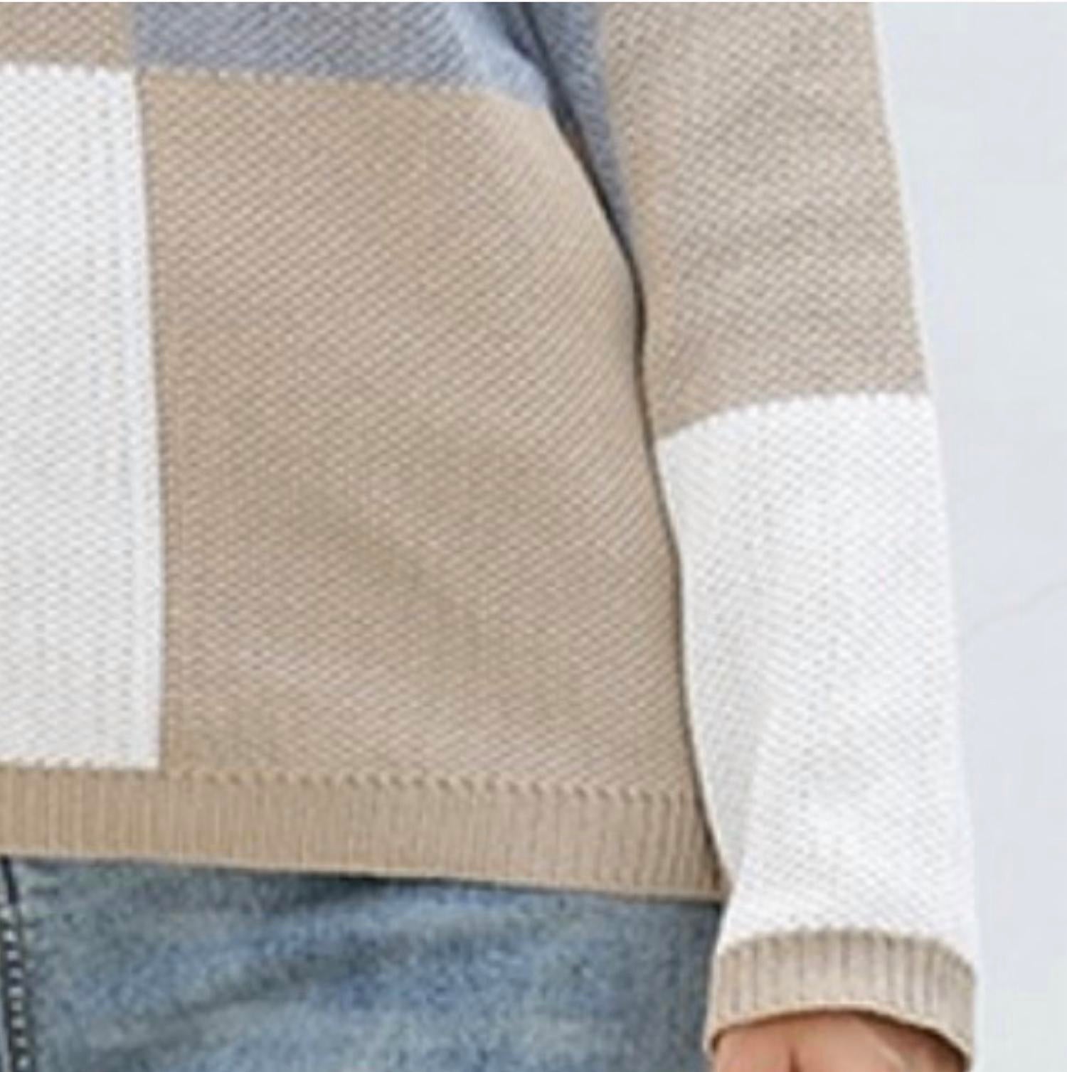 Esley Collection - Squares printing knit sweater top