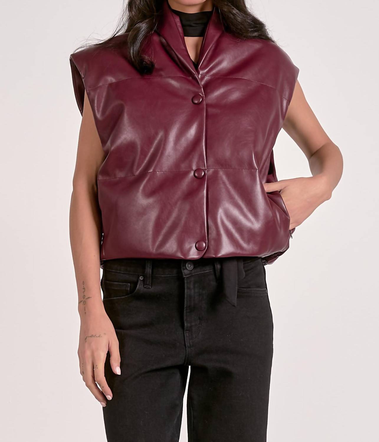 Elan - High Collar Sleeveless Vest
