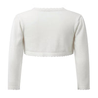 Rachel Riley Kid's Sparkle Scalloped Bolero in ivory - kids' sweater - detail view