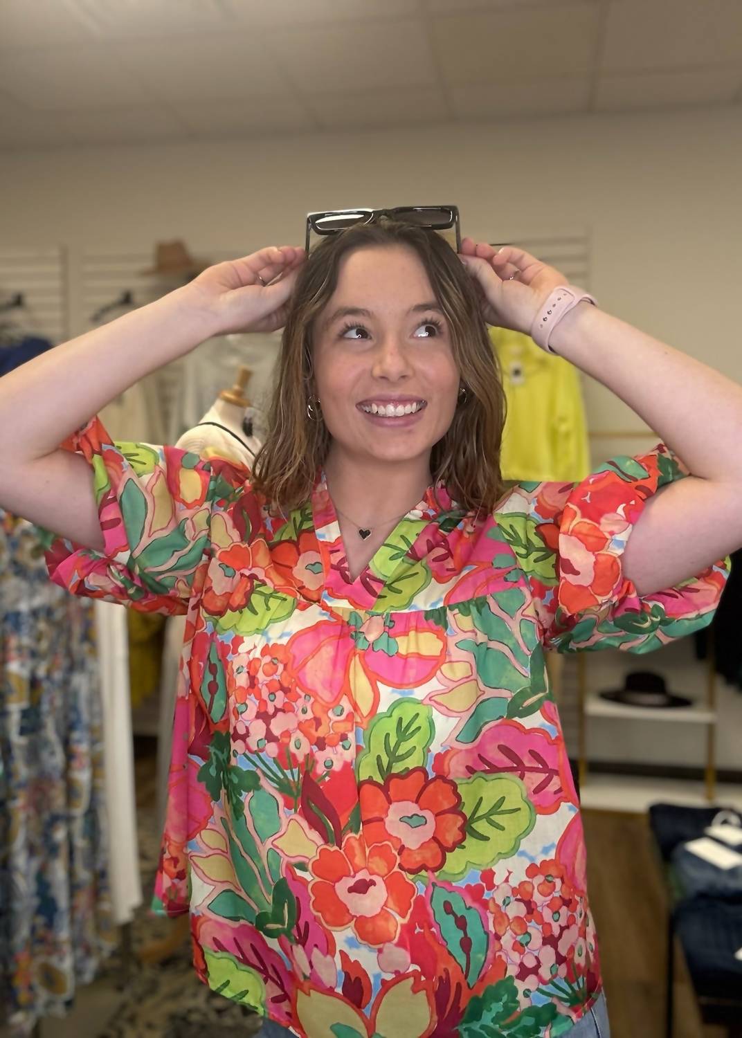 Thml - Puff Sleeve Flower Print Top