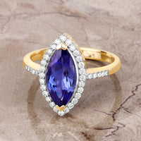 Diana M Jewels Women's Marquise Natural Tanzanite Fashion Ring (2.33 Ct) - Classic Plus in 14k yellow gold - women's jewelry - detail view