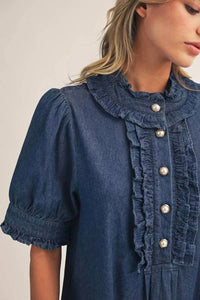 Jodifl - Ruffles And Denim Mini Dress