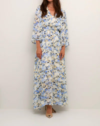 Kaffe - Eva Maxi V-Neck 3/4 Sleeve Dress