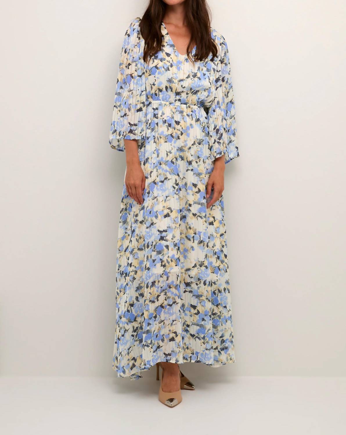Kaffe - Eva Maxi V-Neck 3/4 Sleeve Dress
