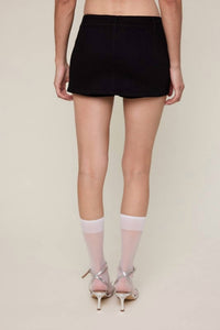 Sky to Moon Harpo Low Rise Denim Skort in black - women's shorts - detail view