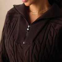 The Normal Brand Lola Everyday Quarter Zip Sweater in brown - women's sweater - view 4
