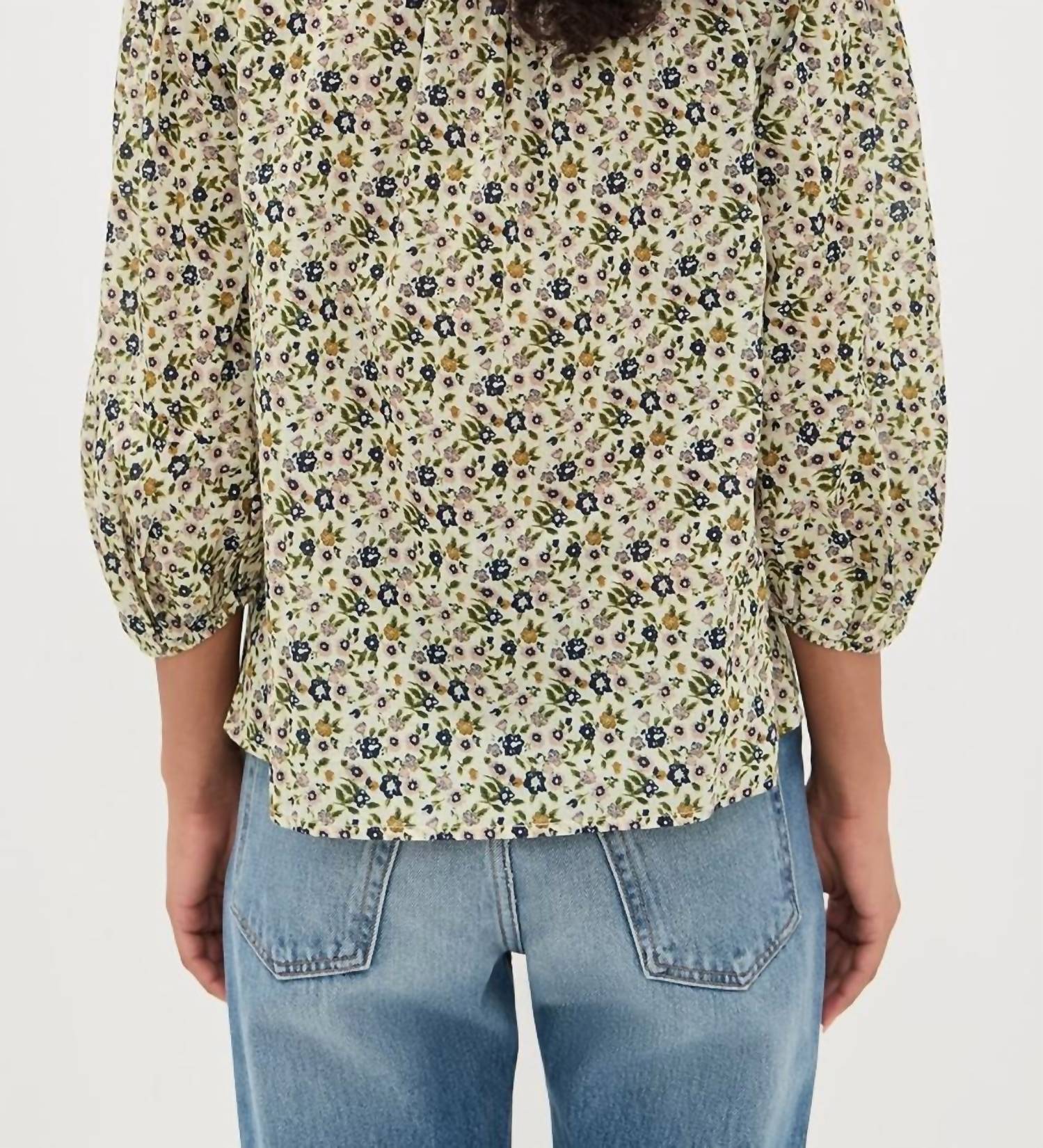 Cleobella Belle V Neck Blouse in eloisa floral - women's blouse - detail view