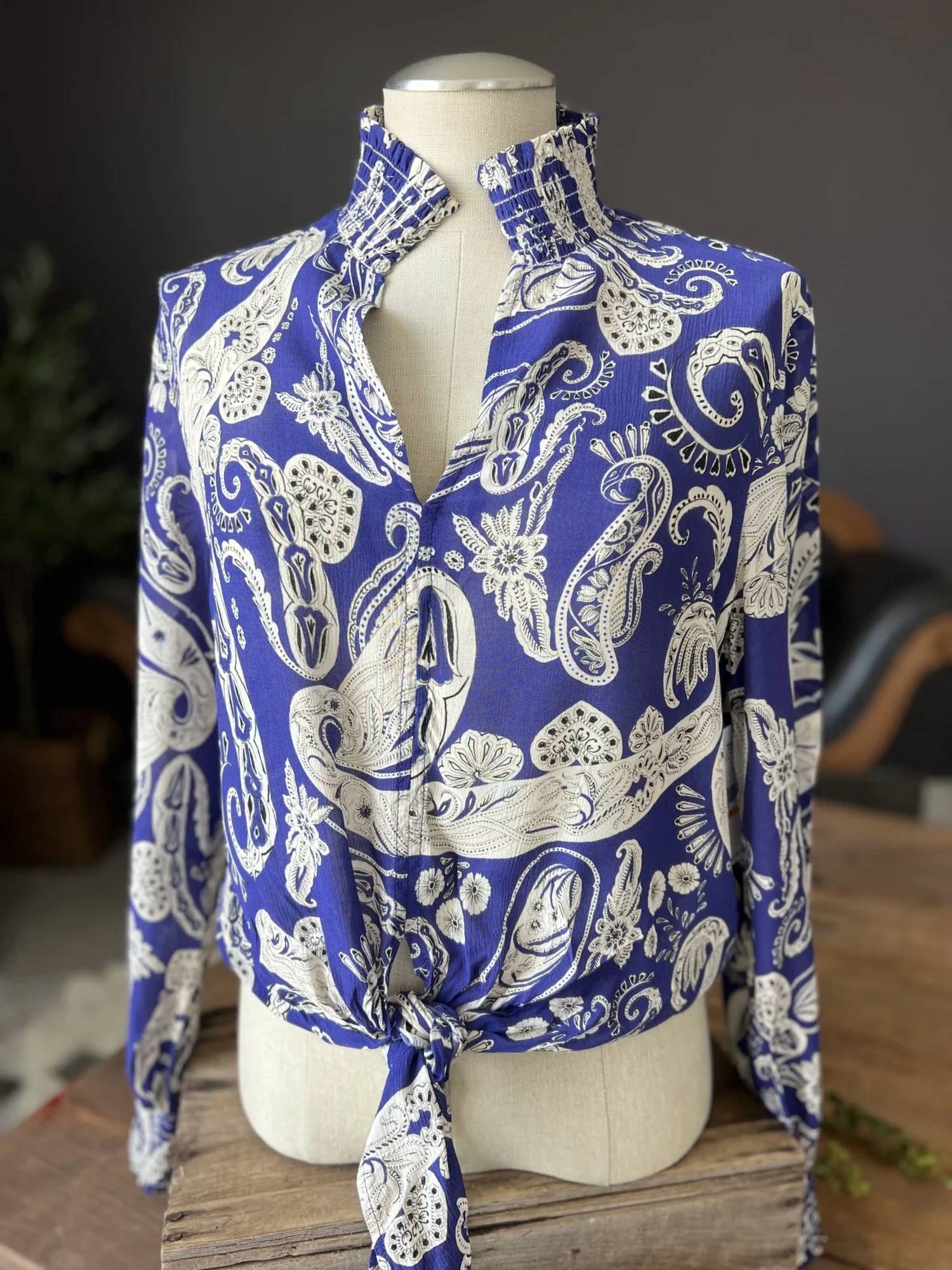 Karen Kane - Women's Smocked Tie-front Top