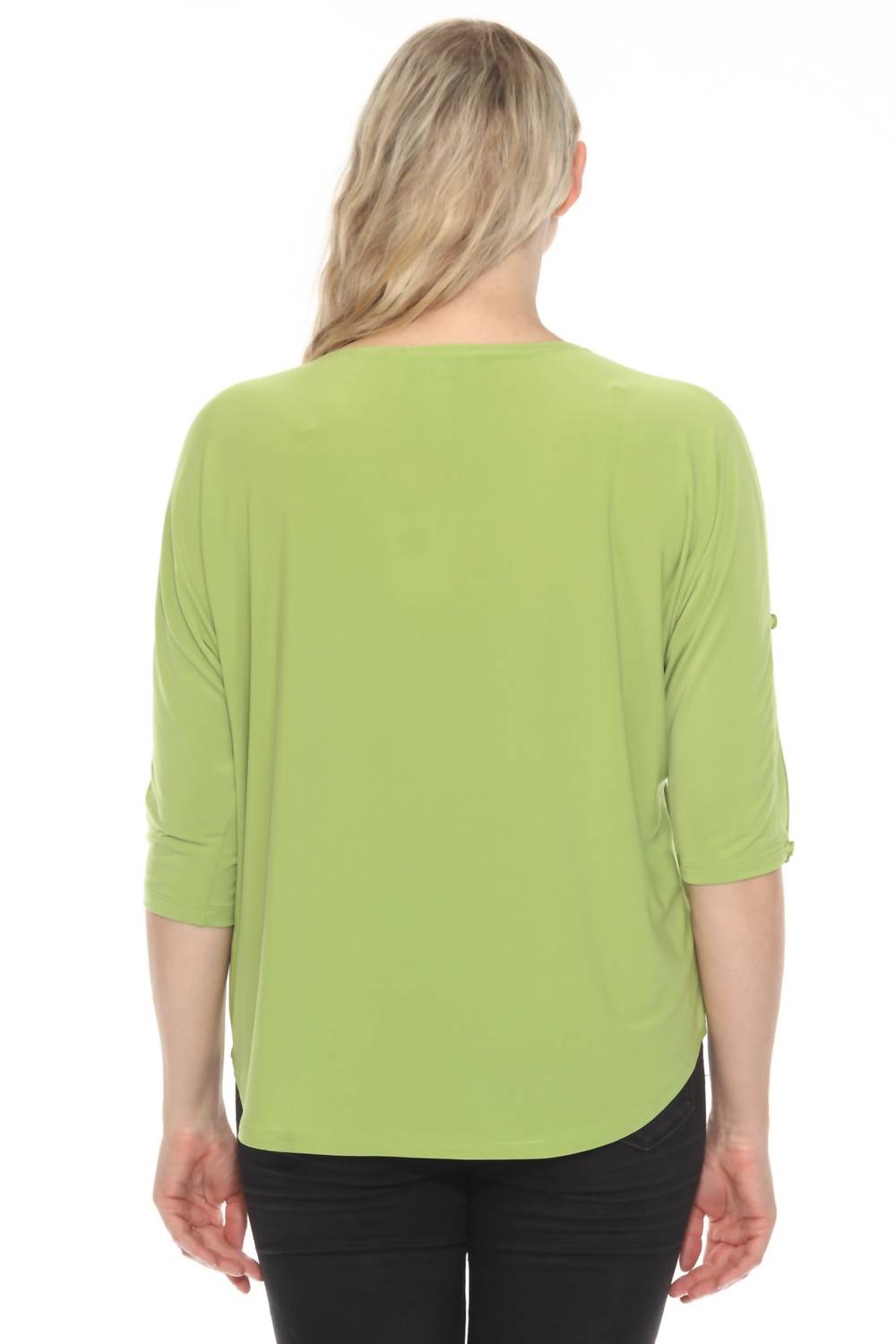 Joseph Ribkoff Boat Neck 3/4 Slit Sleeve Top in greenery - women's shirt - view 4