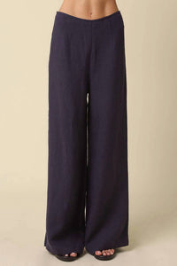 Olivaceous - Clean Wide Leg Linen Pants