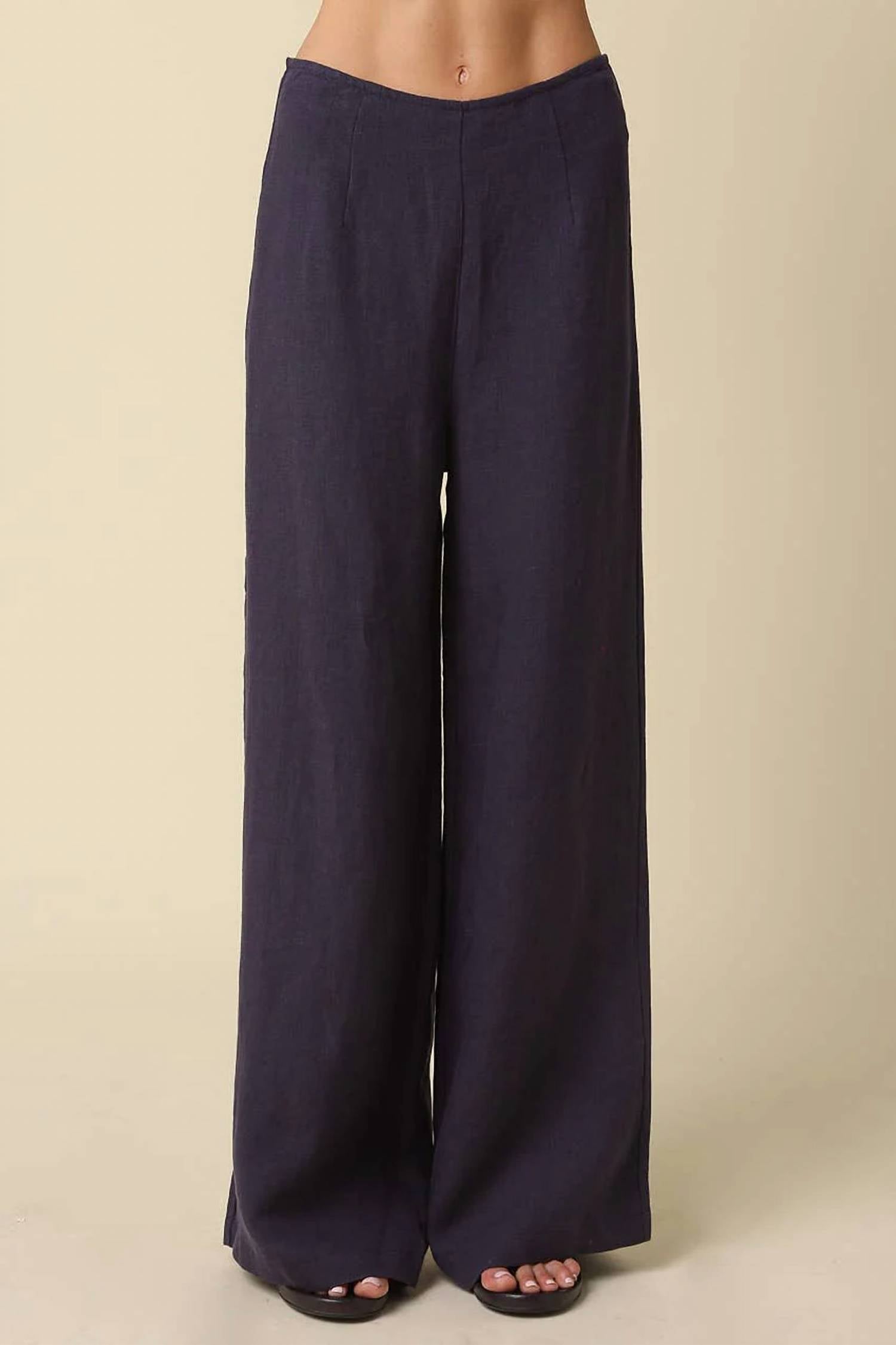 Olivaceous - Clean Wide Leg Linen Pants