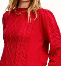 La Miel - Super Soft Ribbed Crew Neck Cable Knit Sweater