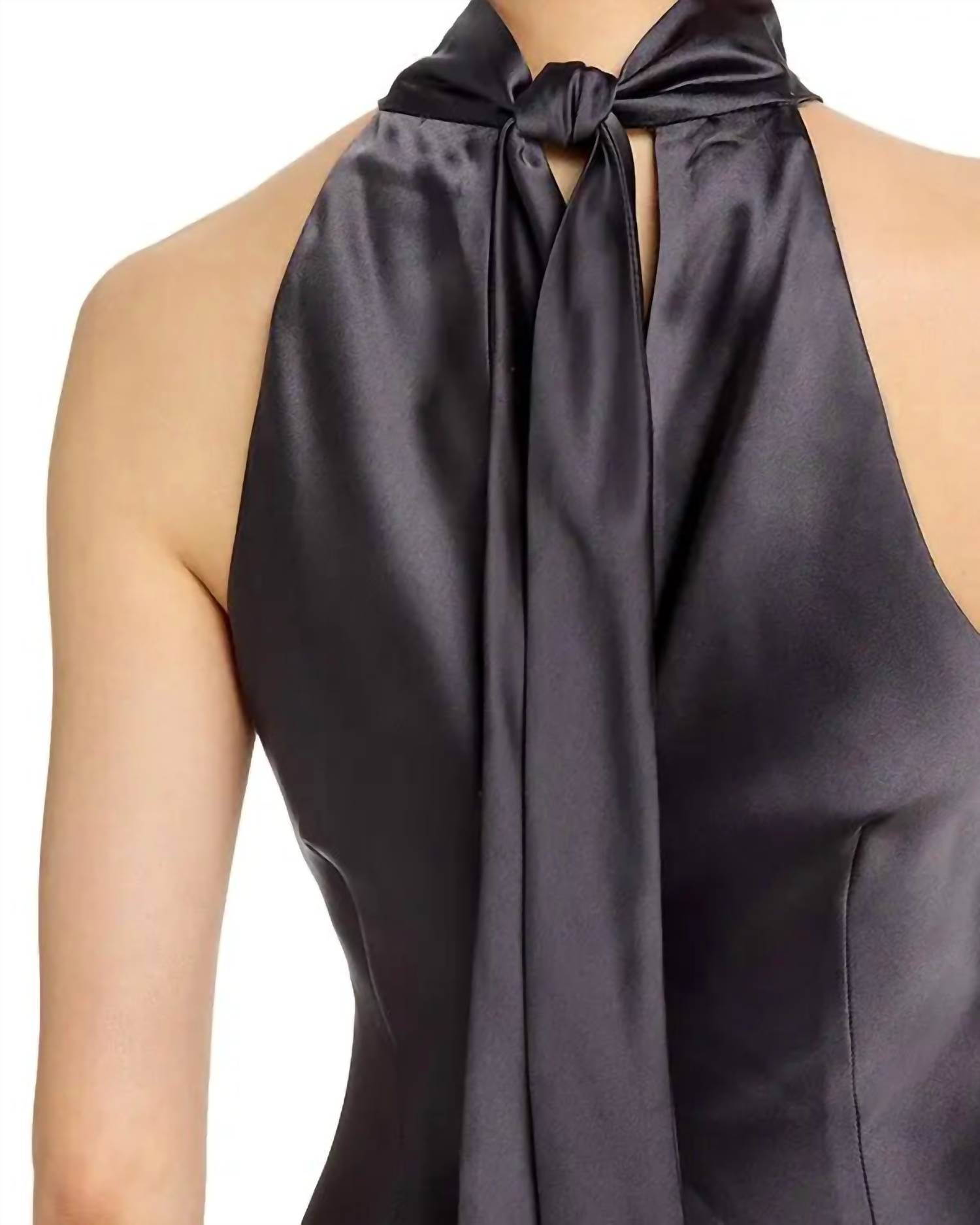 STEVE MADDEN Skylar Satin Halter Midi Dress in blackened pearl - women's dress - alternate view