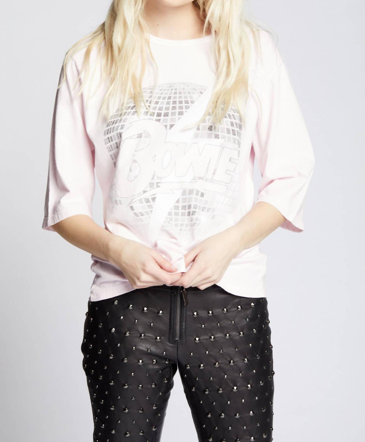 Recycled Karma Bowie Disco Bolt Tee in crystal pink - women's t-shirt