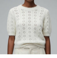 DÔEN Monica Short Sleeve Sweater in swan - women's sweater - alternate view