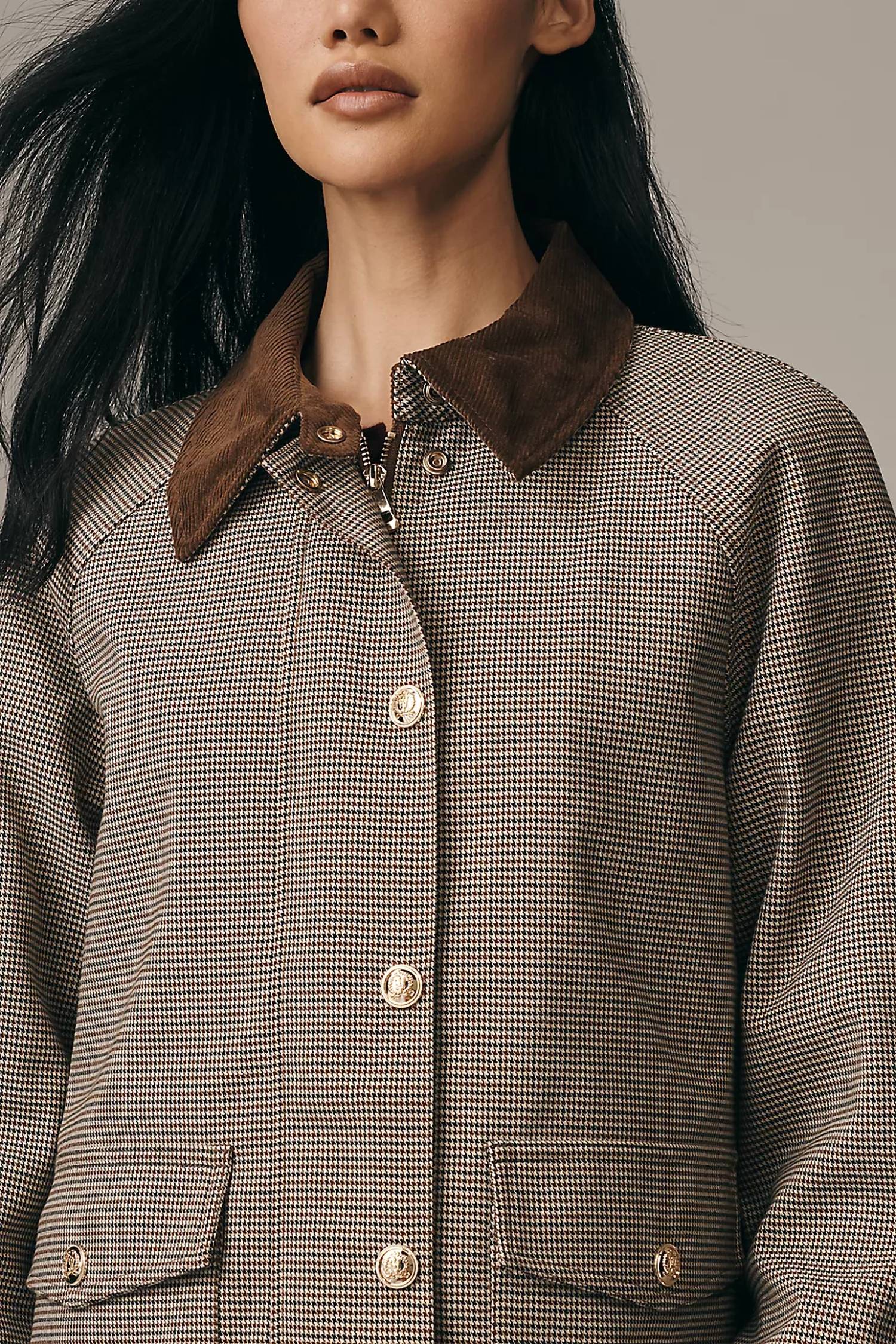 Rd Style - Patterned Corduroy Collar Jacket