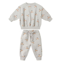 Quincy Mae Kid's Relaxed Fleece Sweatshirt Set in reindeer - item - detail view
