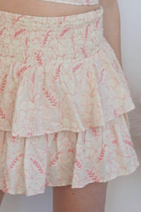 NIBI MTK Cleo Mini Skirt in pink jacquard - women's skirt - alternate view