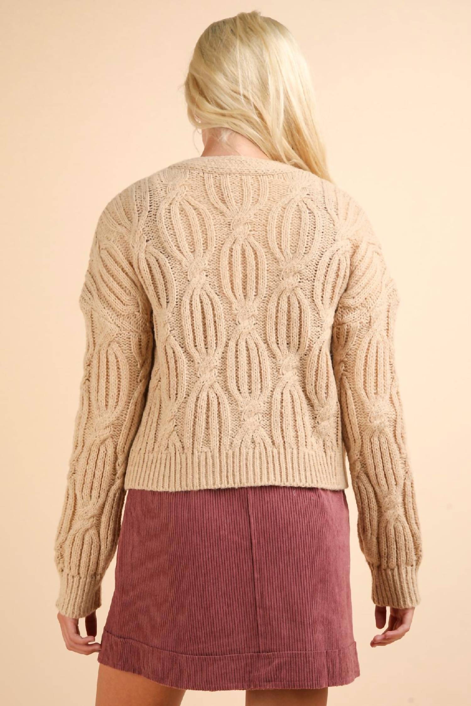 VERY J Bloomfield Cardigan in mocha - women's cardigan - detail view