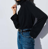 Nation LTD Neo Mock Neck T-shirt in jet black - women's long sleeve top