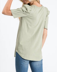 SOLID PUFF SLEEVE TOP