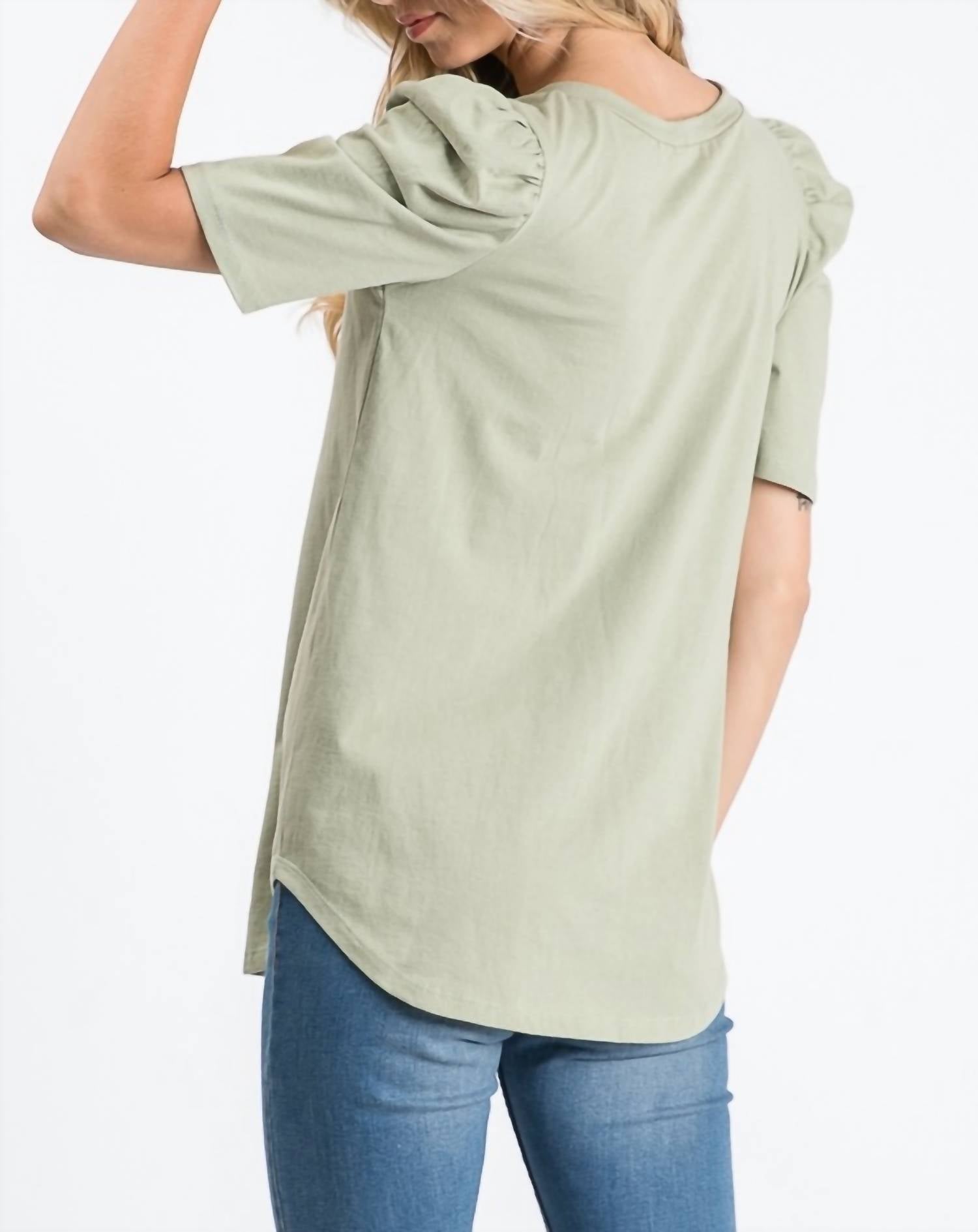 SOLID PUFF SLEEVE TOP
