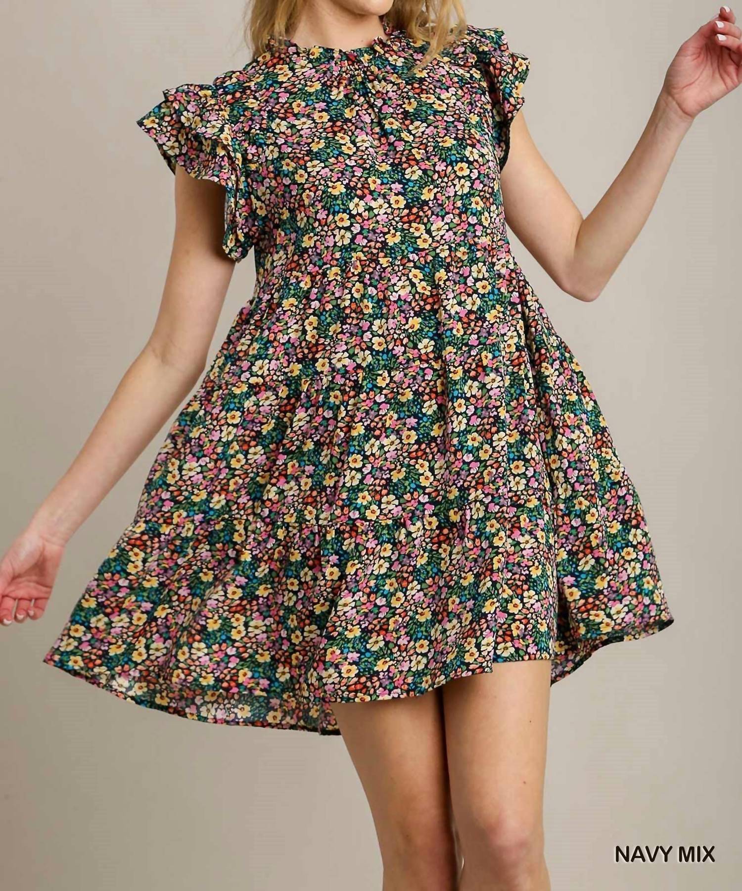 Umgee - Floral Print Mini Dress