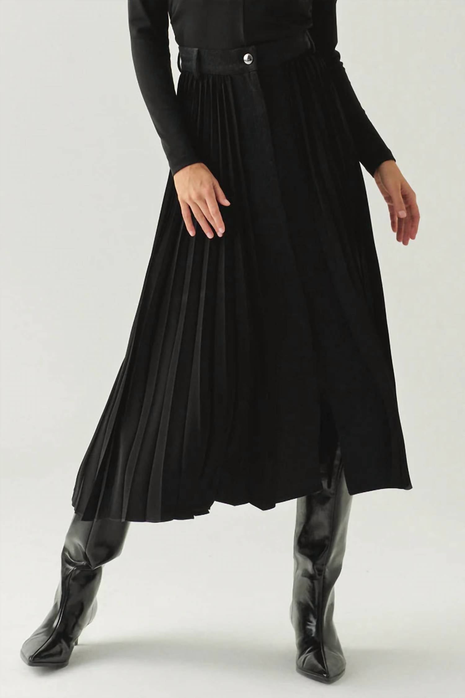 Exquise - Florence Mixed Material Denim Skirt