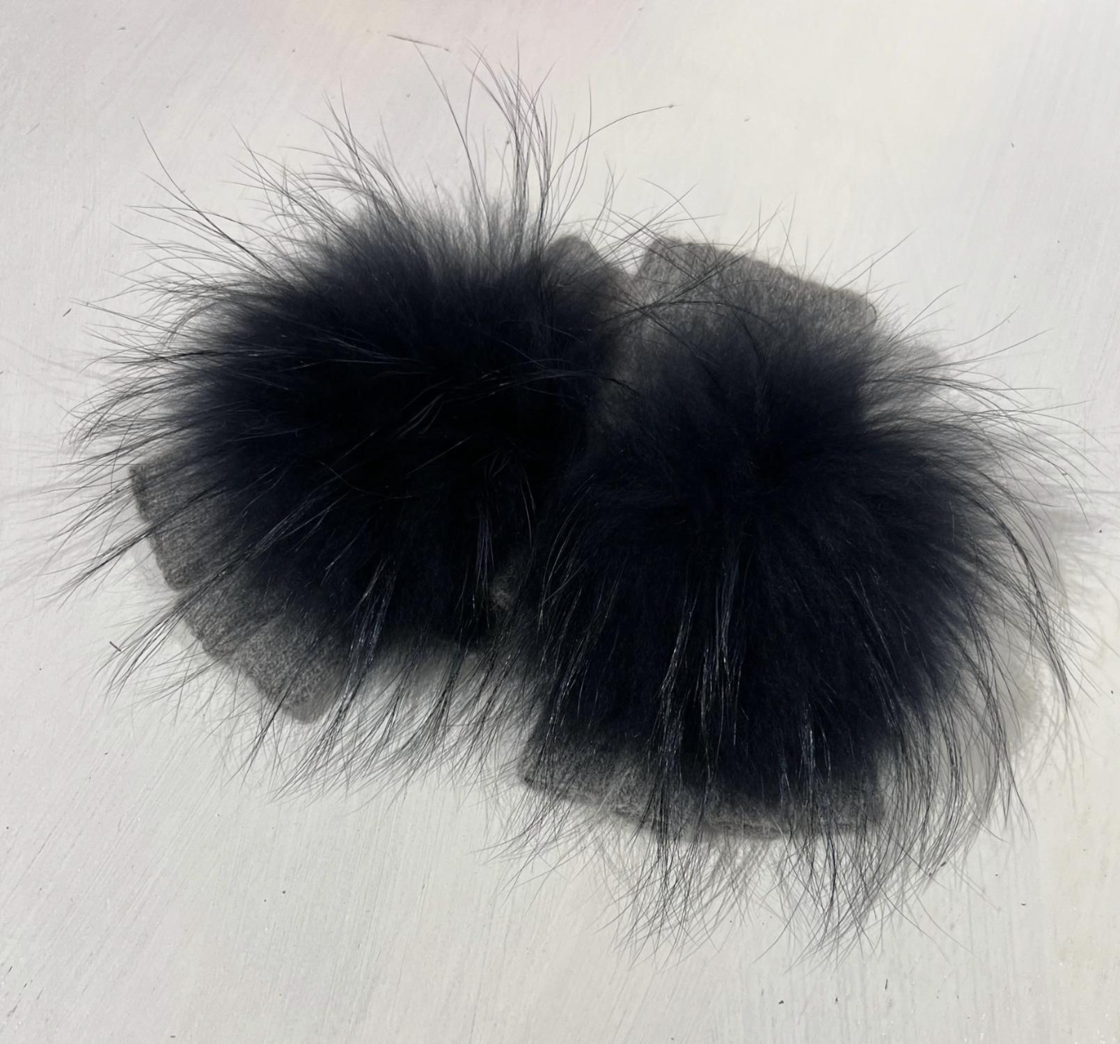 linda richards Women's Angora Pom Handwarmer in grey - women's accessory