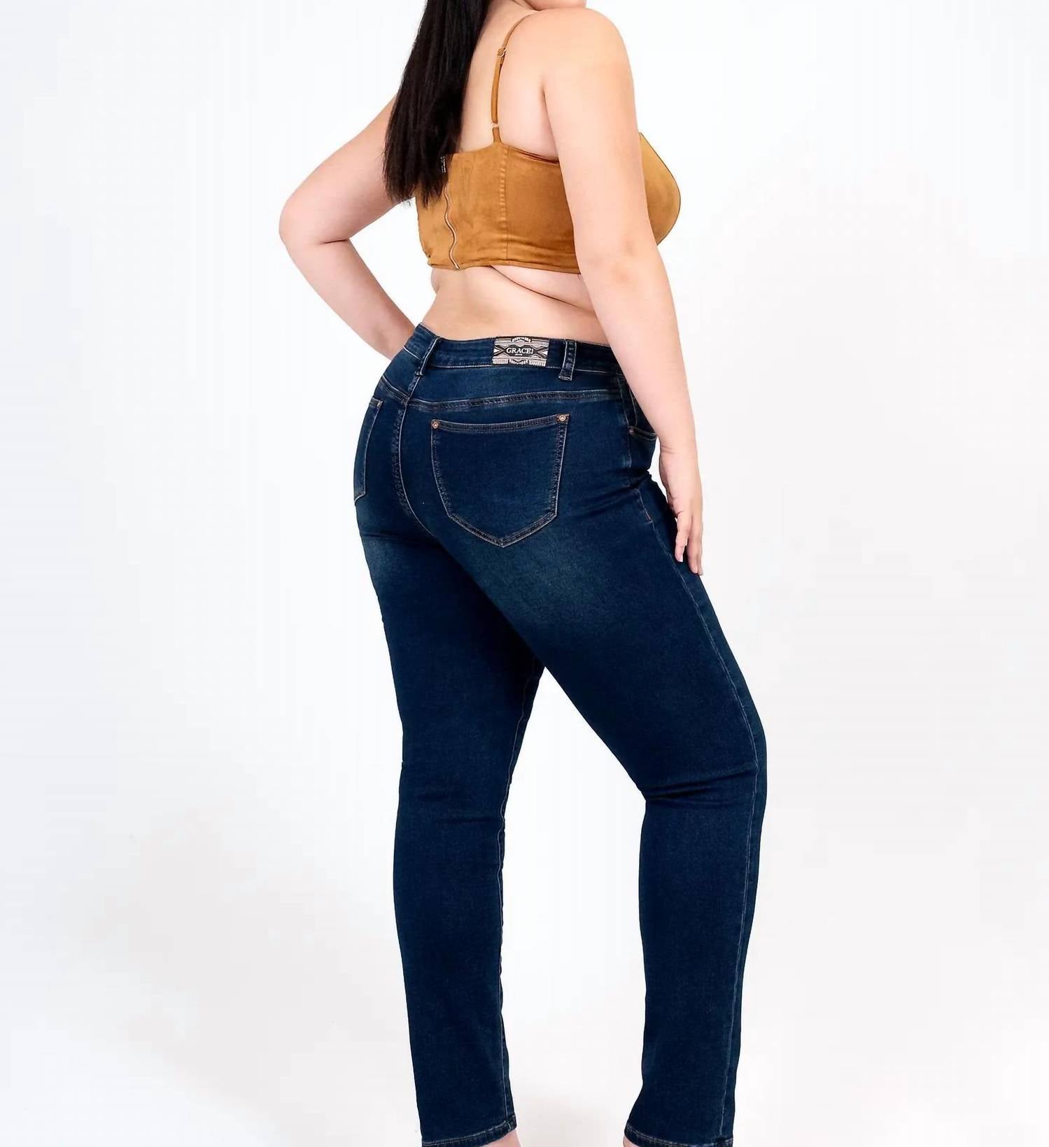 Grace In La - Basic Soft Denim Mid-Rise Skinny Jeans