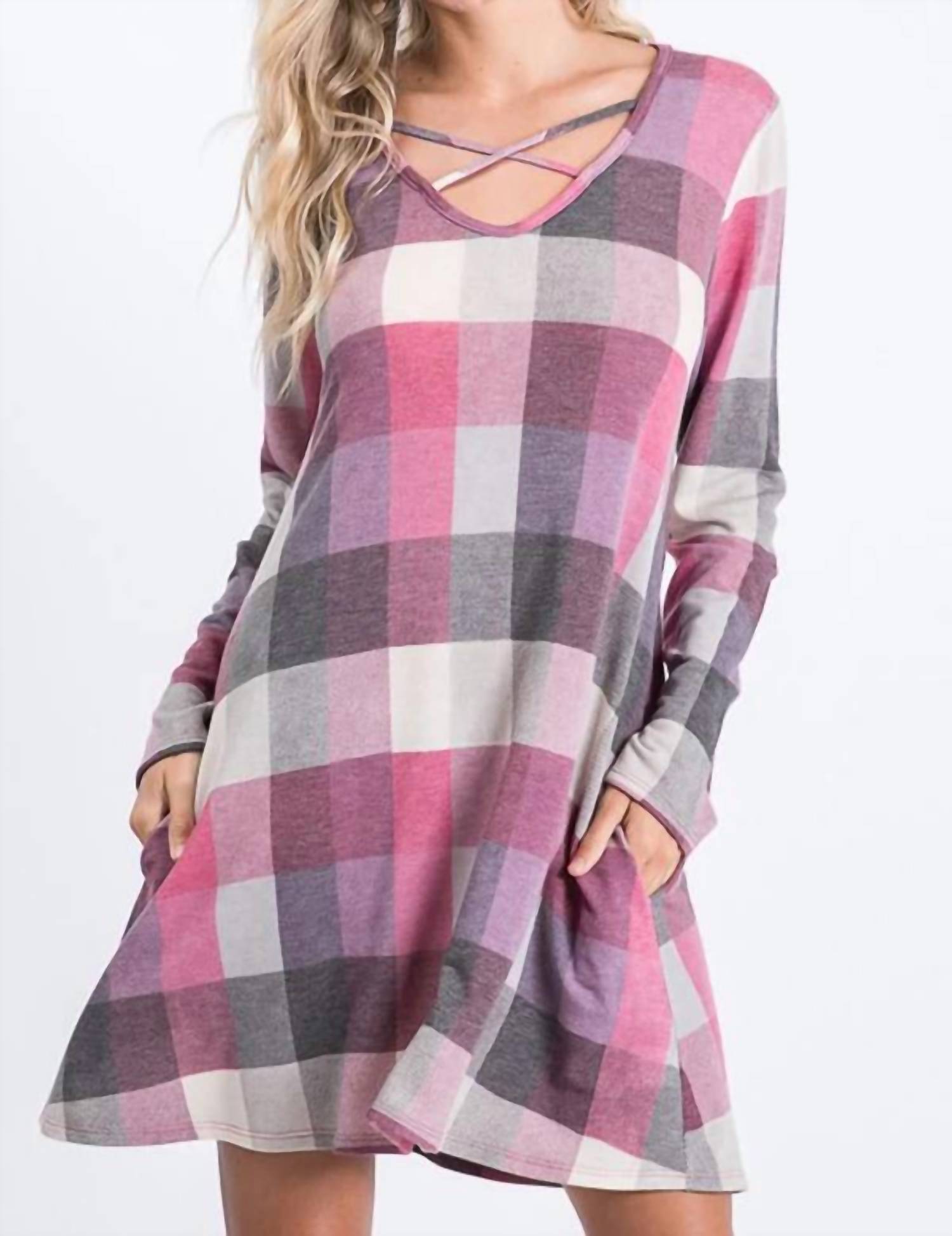 White Label - Plaid Crisscross Dress