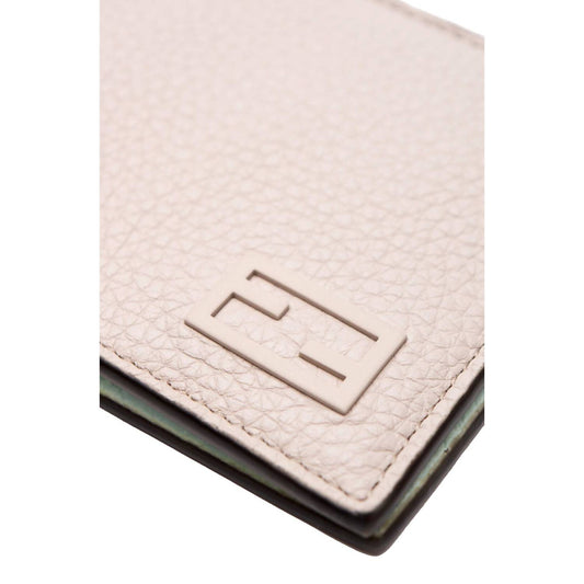 Fendi - Men Logo Plaque Pebbled Calf Leather Bifold Wallet