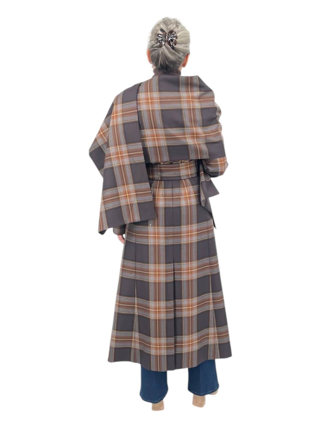 Diomi - Plaid Coat With Scarf