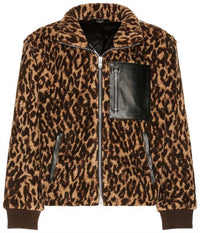 Amiri Printed Bandana Fleece Jacket in brown tan - men's jacket - detail view