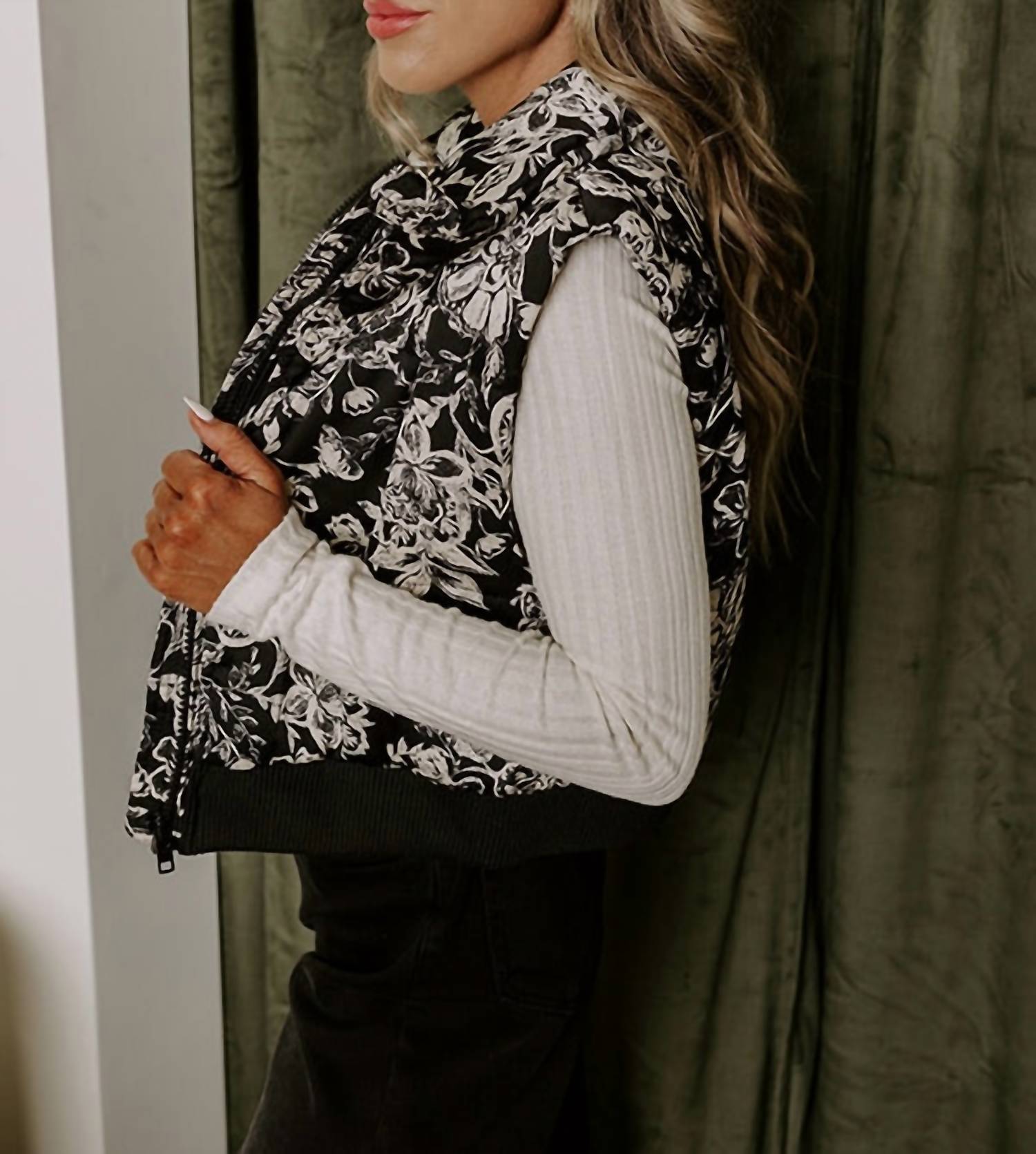 &Merci - Statement Floral Puffer Vest