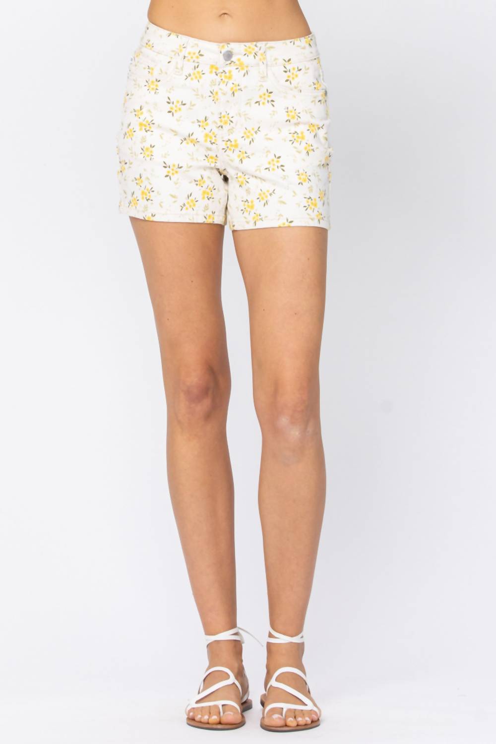 Judy Blue - Mid-rise Flower Print Shorts