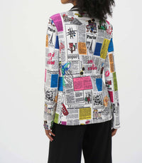 Joseph Ribkoff Serita Silky Knit Word Fitted Blazer in multi print - women's jacket - view 6