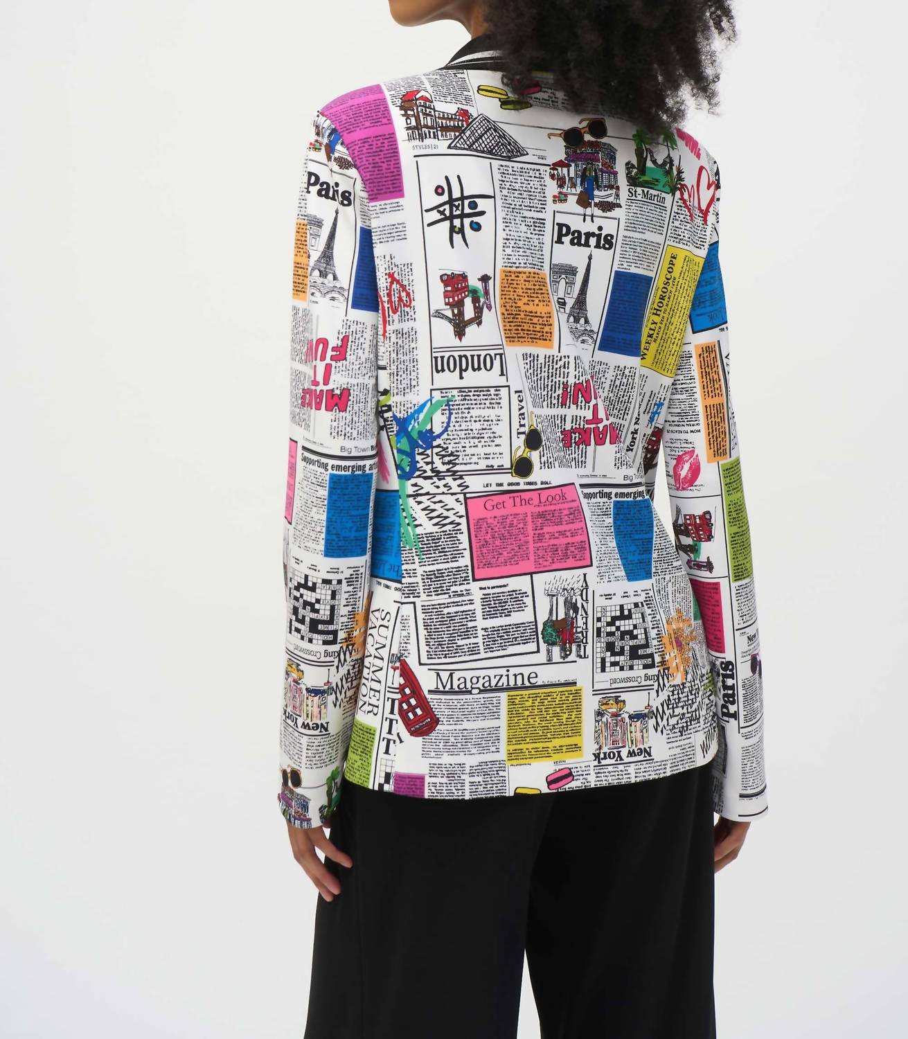 Joseph Ribkoff Serita Silky Knit Word Fitted Blazer in multi print - women's jacket - view 6