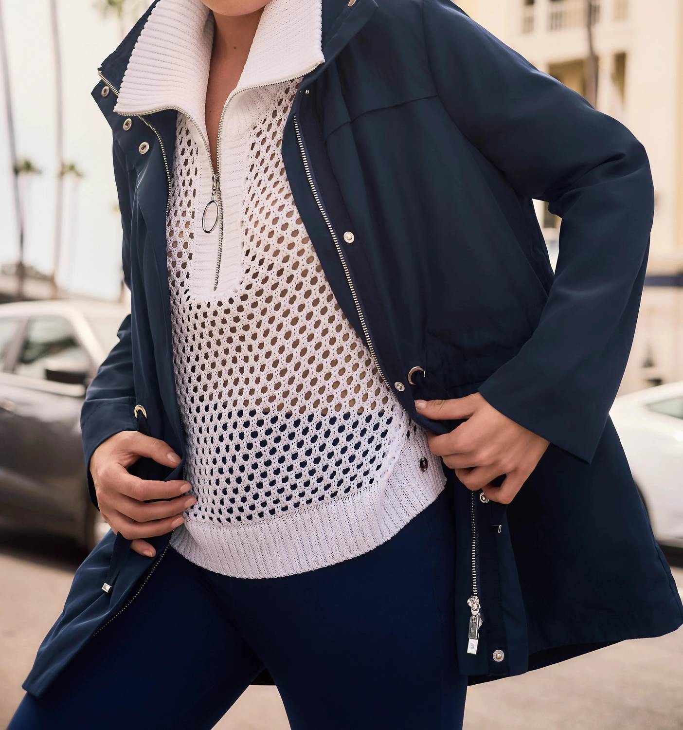 Joseph Ribkoff - Zip-up Hooded Anorak Jacket