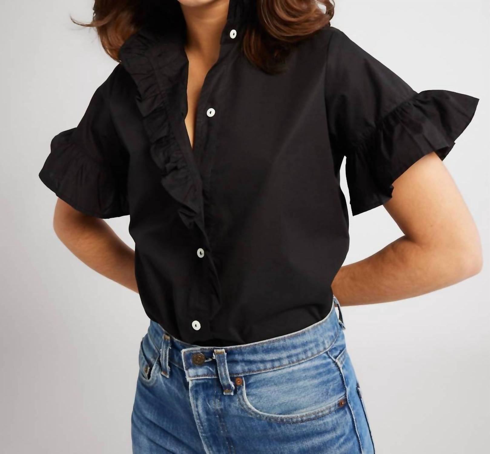 Mille - Vanessa Button Down Mock Neck Top