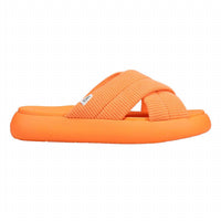 TOMS Women's Alpargata Mallow Crossover Sandal in neon orange corduroy 1 - women's shoe - detail view