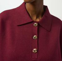 Joseph Ribkoff - Sweater Knit Boxy Pullover With Polo Collar