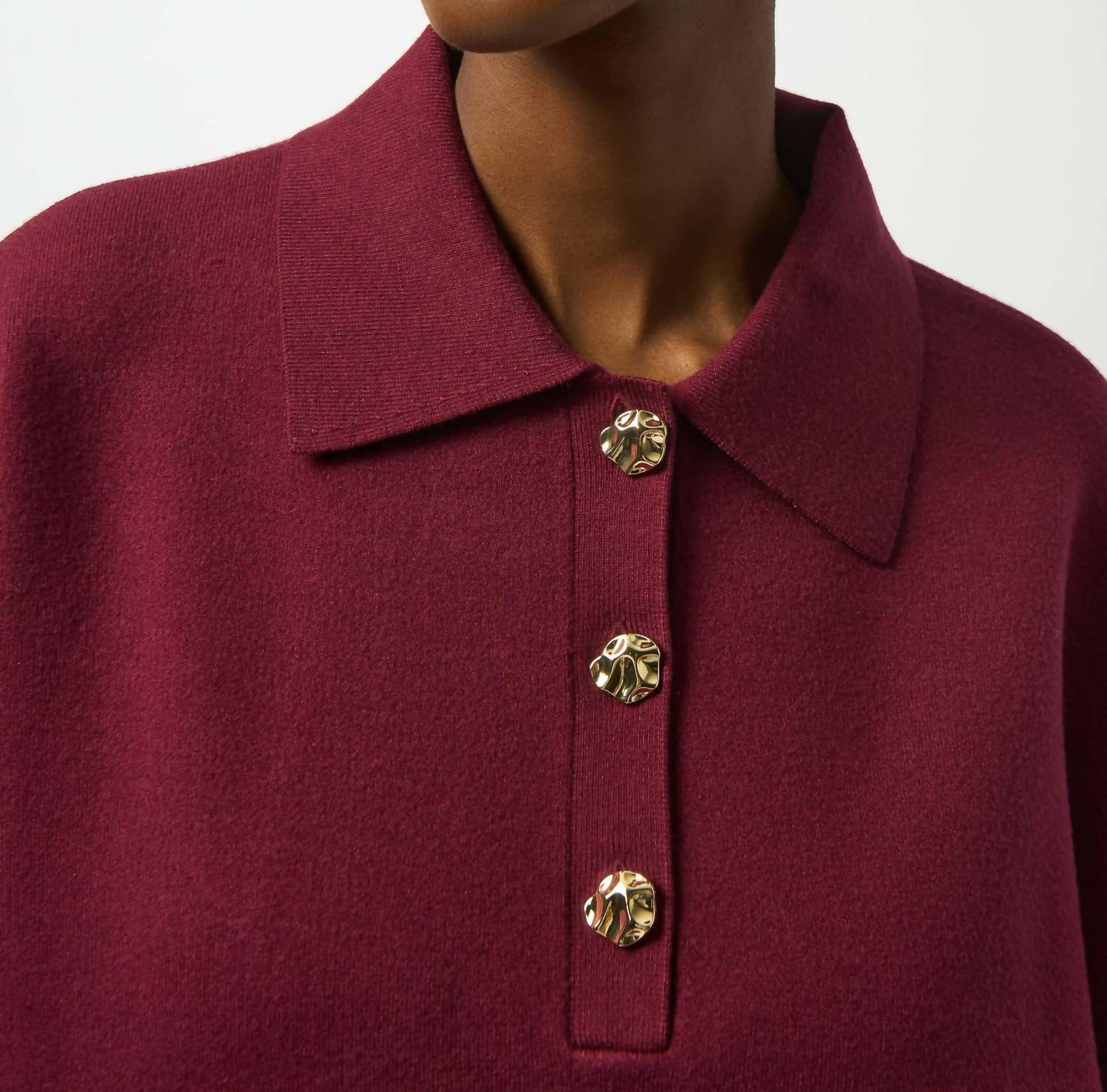 Joseph Ribkoff - Sweater Knit Boxy Pullover With Polo Collar