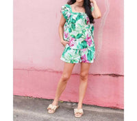 LAVENDER BROWN Kyra Top in green multi floral - women's blouse - alternate view