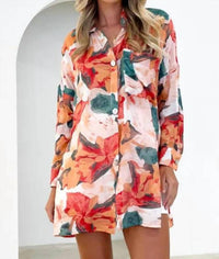 Shiying Fashion - Long Button Down Floral Top
