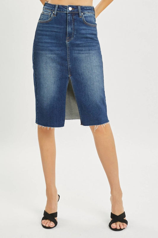 Risen - High Rise Front Slit Midi Skirt - Plus