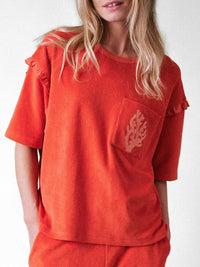 Cape Cove - Towelling Terry Frill Short Sleeve Top