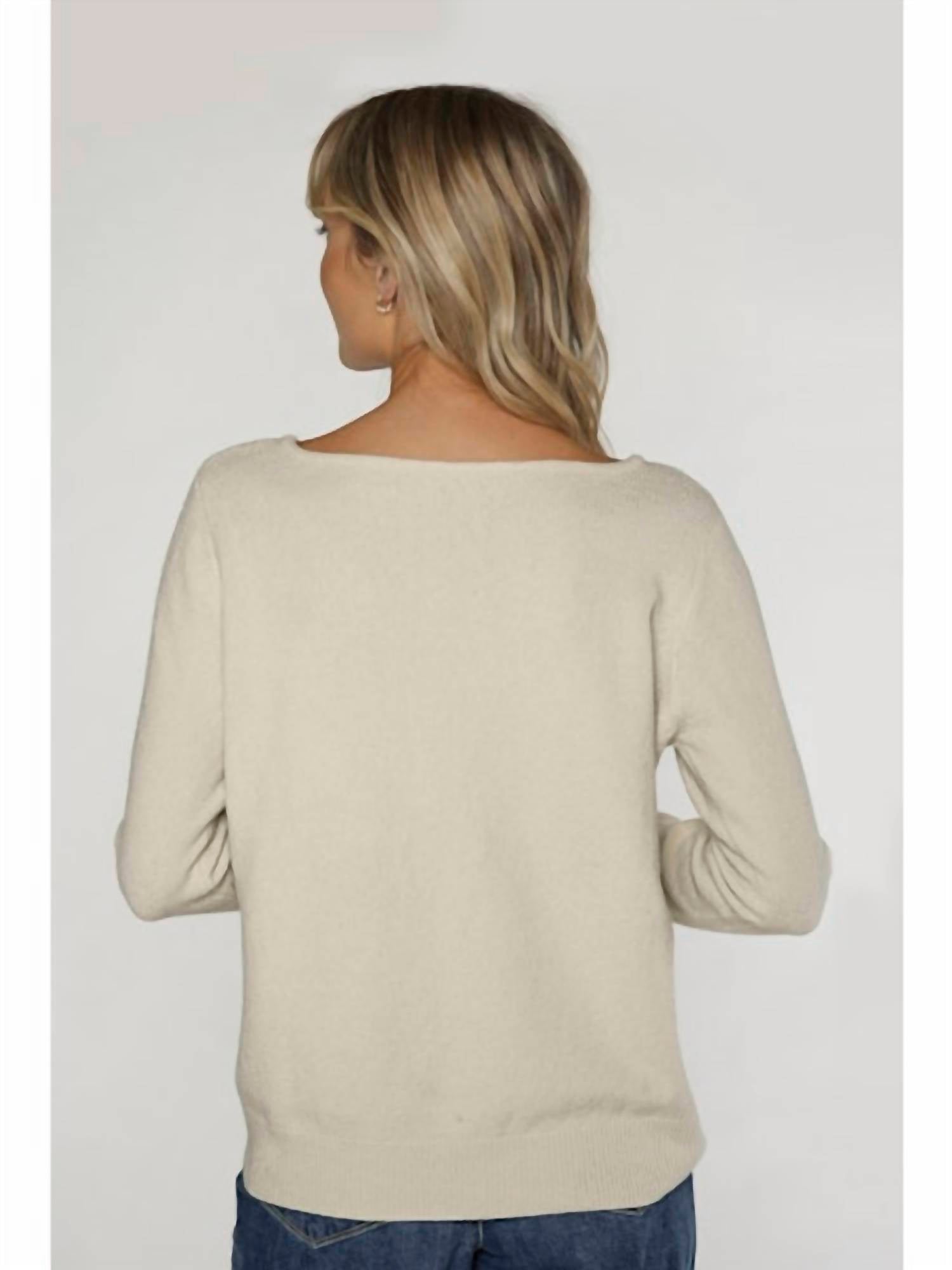 Matty M Lena Sweater in ivory - women's sweater - detail view