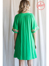 V-Neck Embroidered Dress